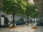 Adiabatické chlazení: Přírodní principy versus technologie CoolStream Obrázek 1: Zelená barva nad hlavou, šumění listí a zpěv ptáků by mohly v hale vytvářet příjemné prostředí pro práci.