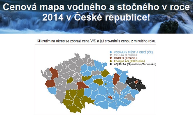 klikací mapa čr Klikací mapa ČR“ srovnává aktuální ceny vodného a stočného   TZB info klikací mapa čr